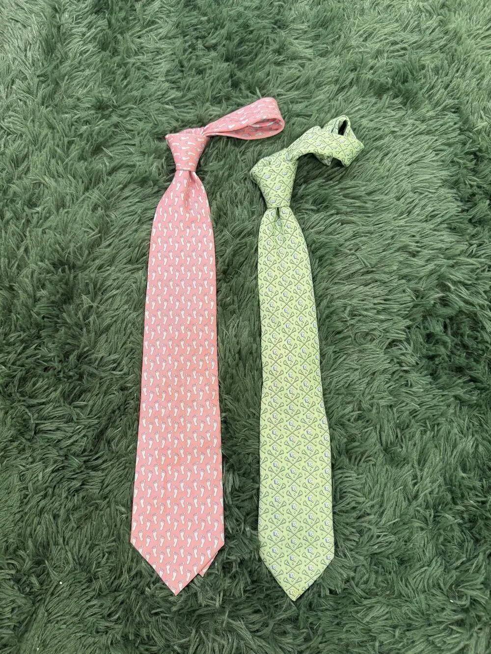 Vineyard Vines Men's Silk Tie Lot Pink Footprint Green Lacrosse Novelty Preppy